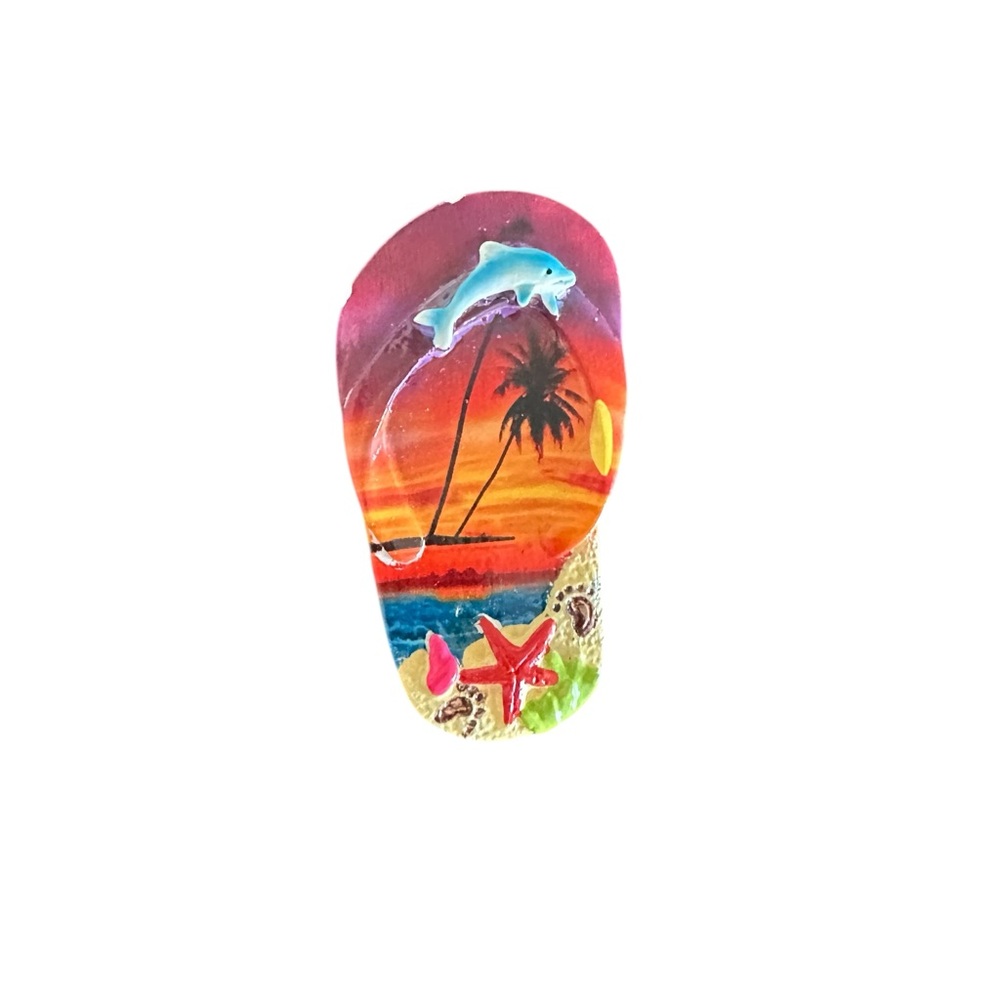Colorful Beach Scene Flip Flop Magnet